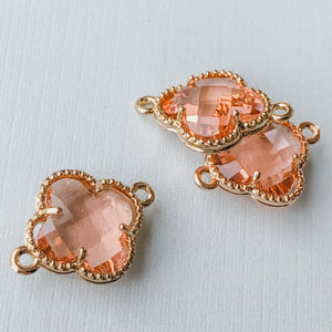 16mm Blush Crystal Gold Quatrefoil Connector