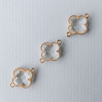 16mm Clear Crystal Gold Quatrefoil Connector