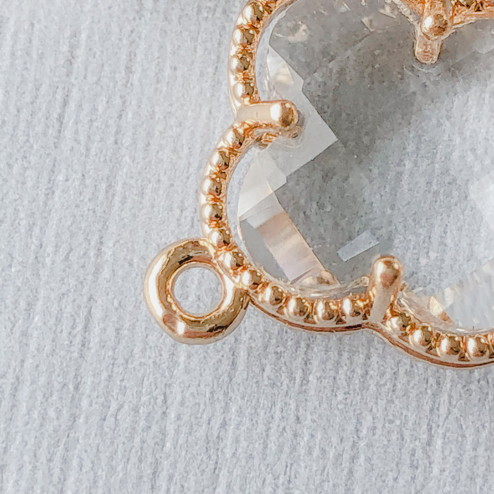 16mm Clear Crystal Gold Quatrefoil Connector