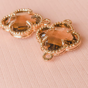 16mm Tortoise Crystal Gold Quatrefoil Connector