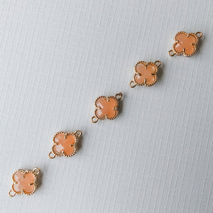 12mm Peach Crystal Gold Quatrefoil Connector