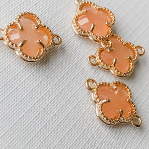 12mm Peach Crystal Gold Quatrefoil Connector