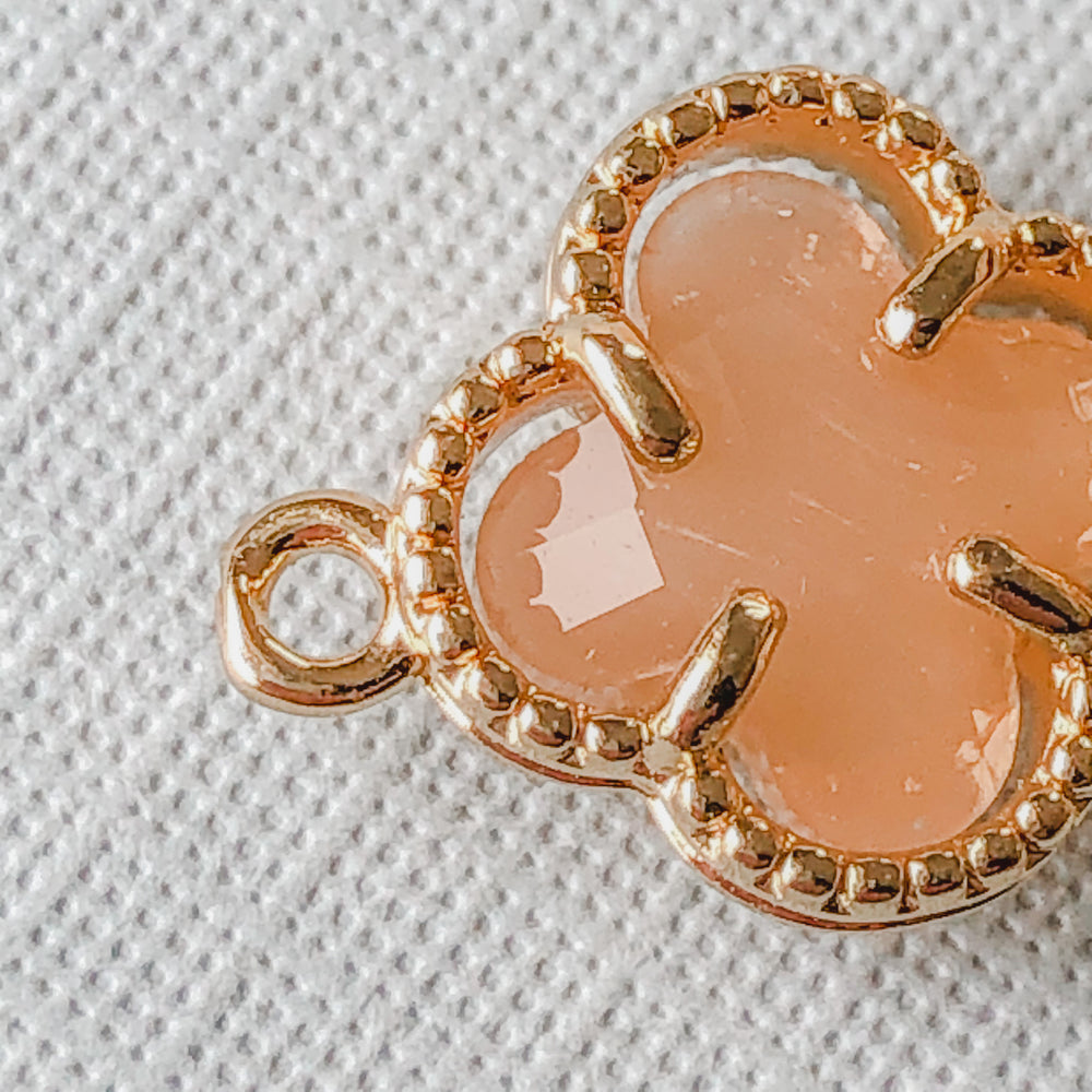 12mm Peach Crystal Gold Quatrefoil Connector