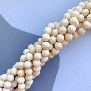 10mm Cream Lava Rounds Strand - Beads, Inc.