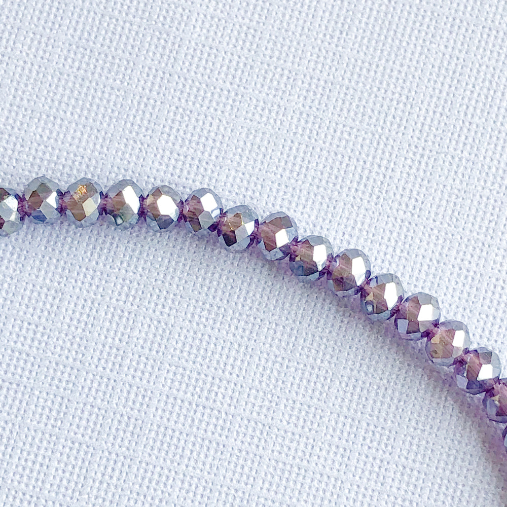 3.5mm Diamond Finish Purple Faceted Chinese Crystal Rondelle Strand