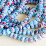 6mm Blue Millefiori Swirl Faceted Crystal Rondelle Strand