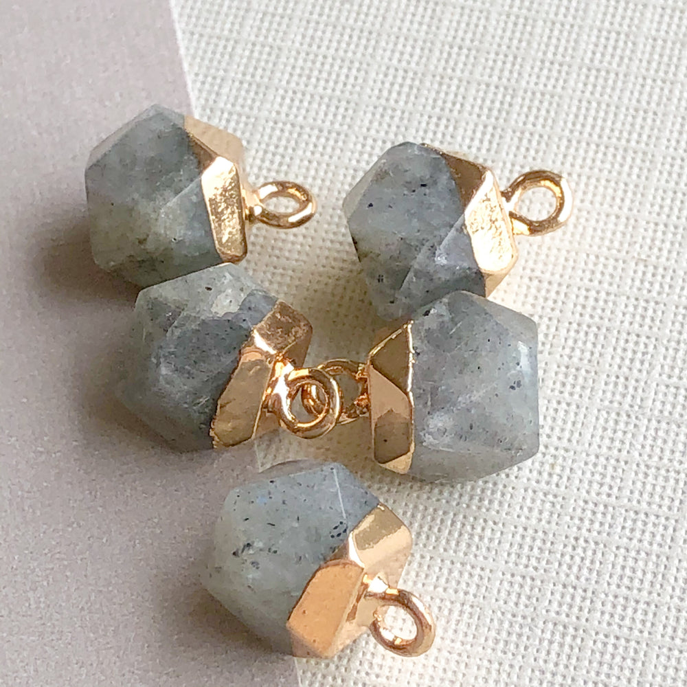 10mm Labradorite Gemstone Hex Charm