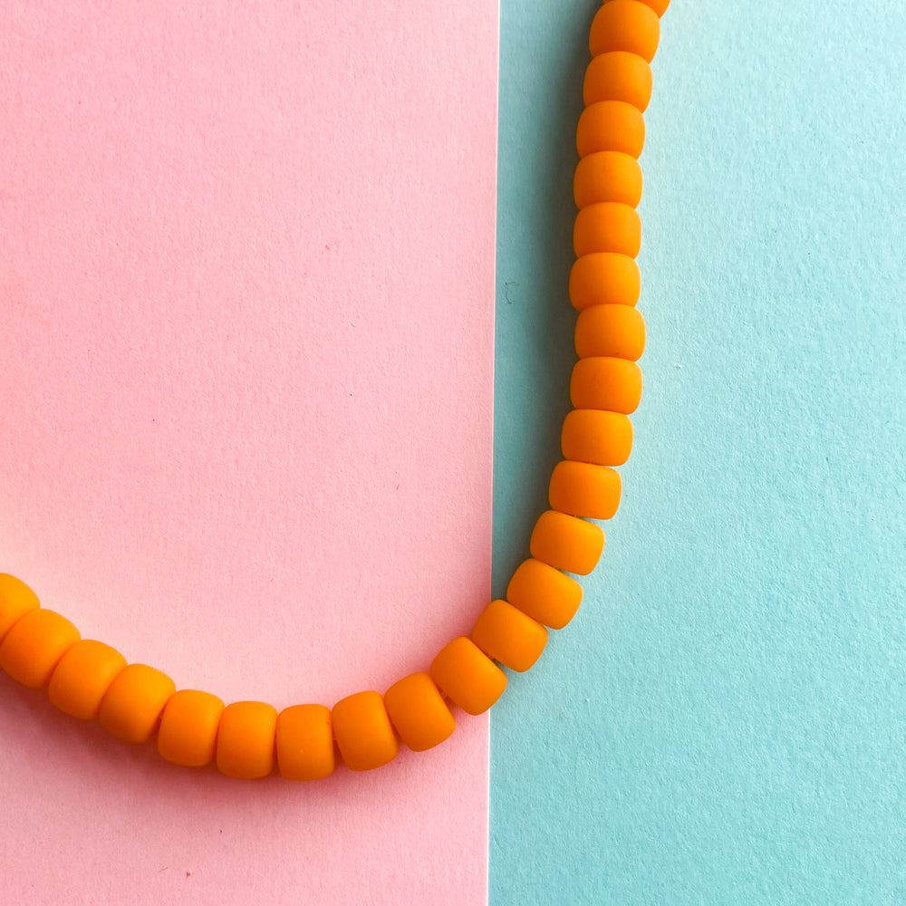 8mm Matte Tangerine Glass Roller Strand