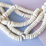 8mm White Coconut Shell Rondelle Strand