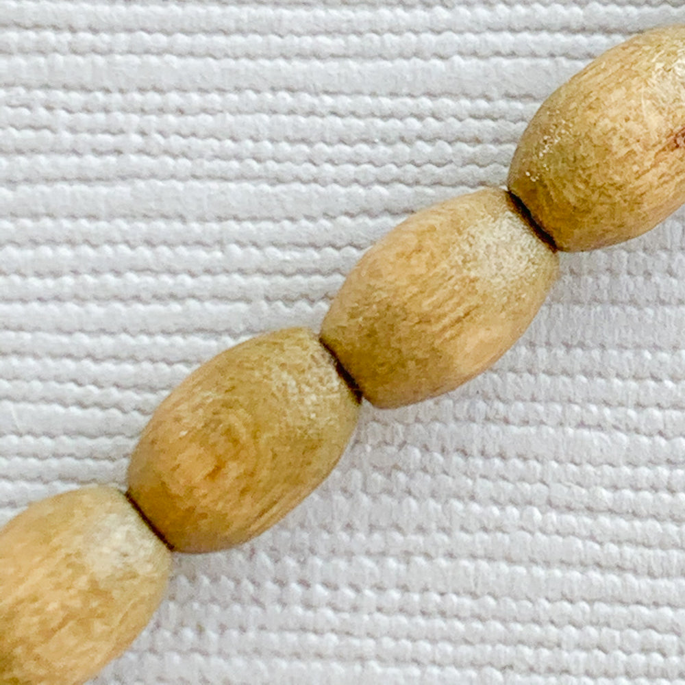 7mm Mini Olive Wood Barrel Bead Strand - Christine White Style