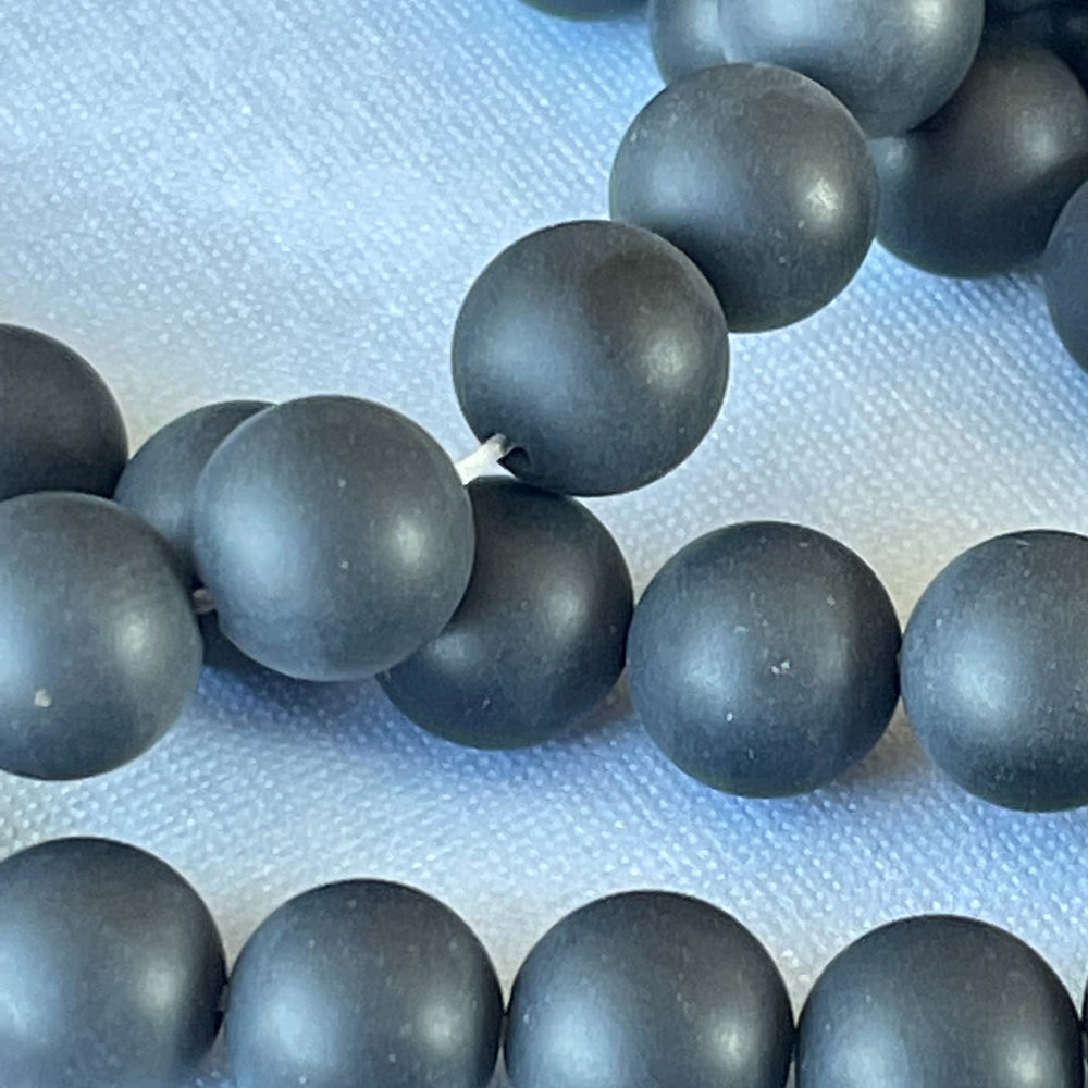 8mm Matte Black Onyx Rounds Strand