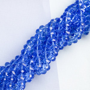 12mm Translucent Blue Faceted Chinese Crystal Rondelle Strand