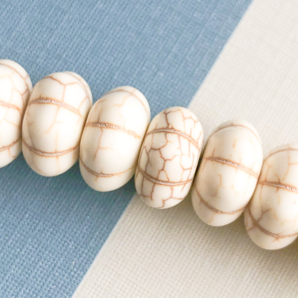 12mm White Magnesite Melon Bead Strand