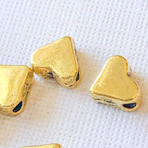 5mm Center-Drilled Gold Pewter Heart Bead - 20 Pack