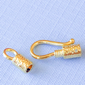 12mm Gold Textured Shepherd's Hook Clasp - 4 Pack