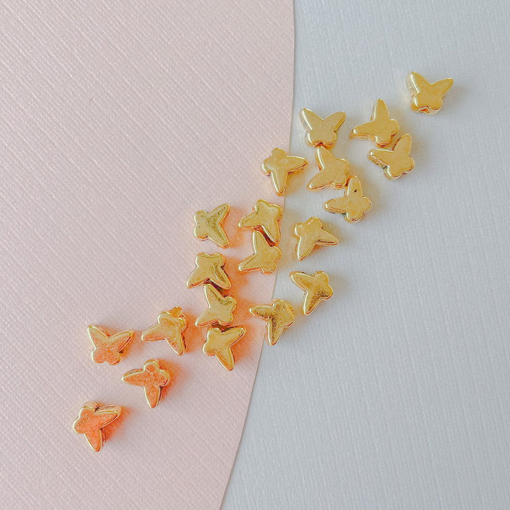 6mm Gold Pewter Butterfly Beads - 20 Pack