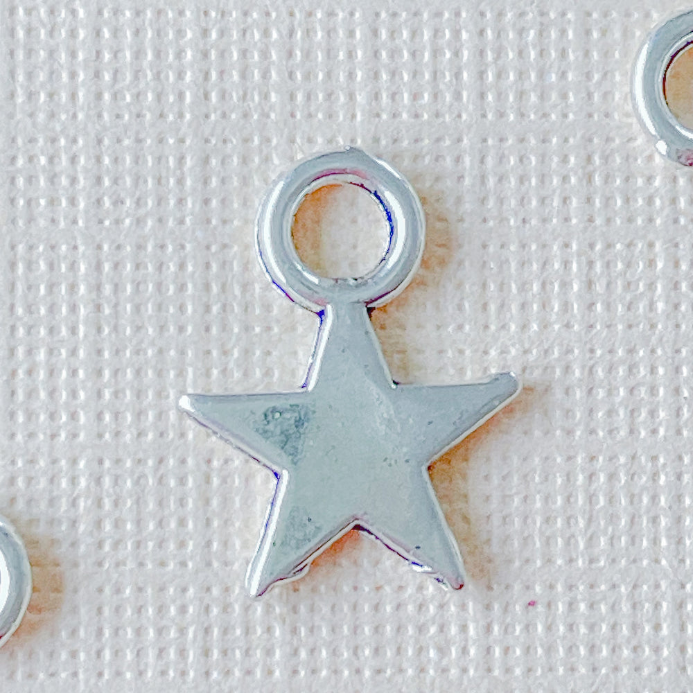 8mm Silver Pewter Star Charm - 20 Pack