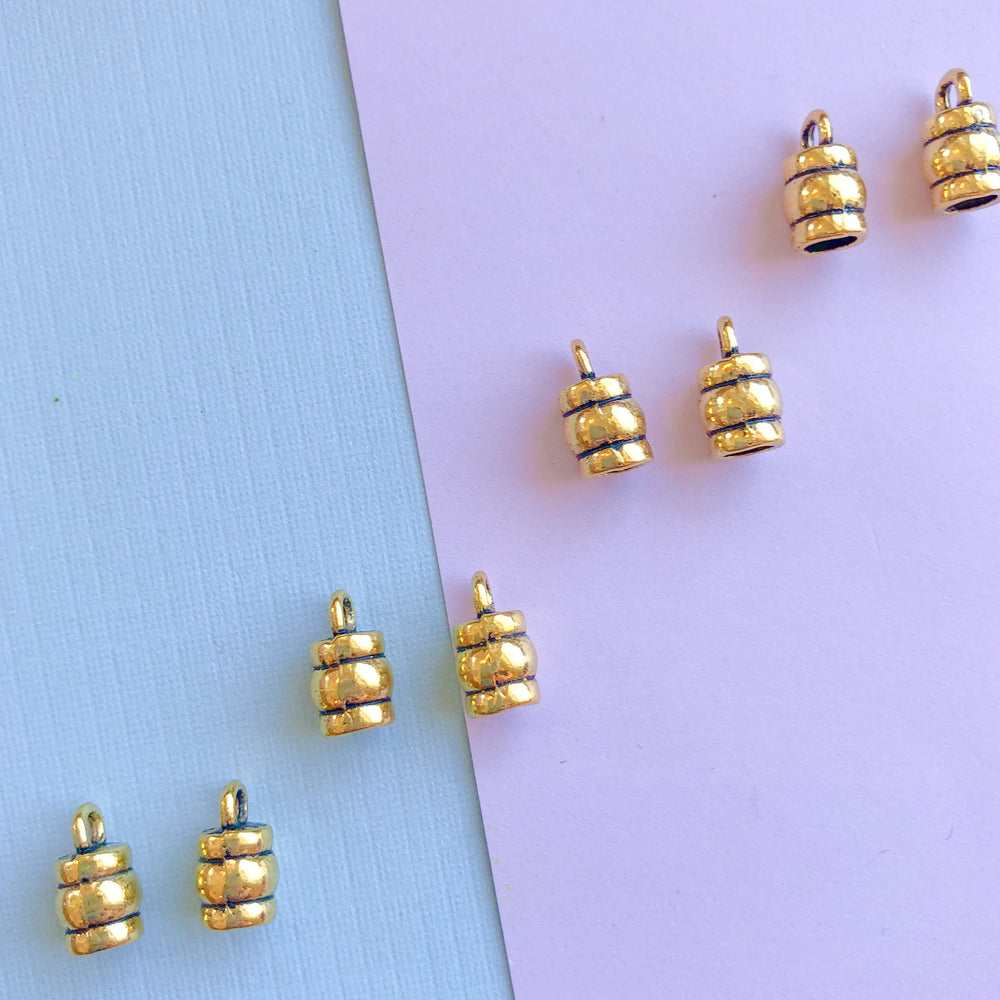 10mm Gold Pewter Leather Ends - 8 Pack