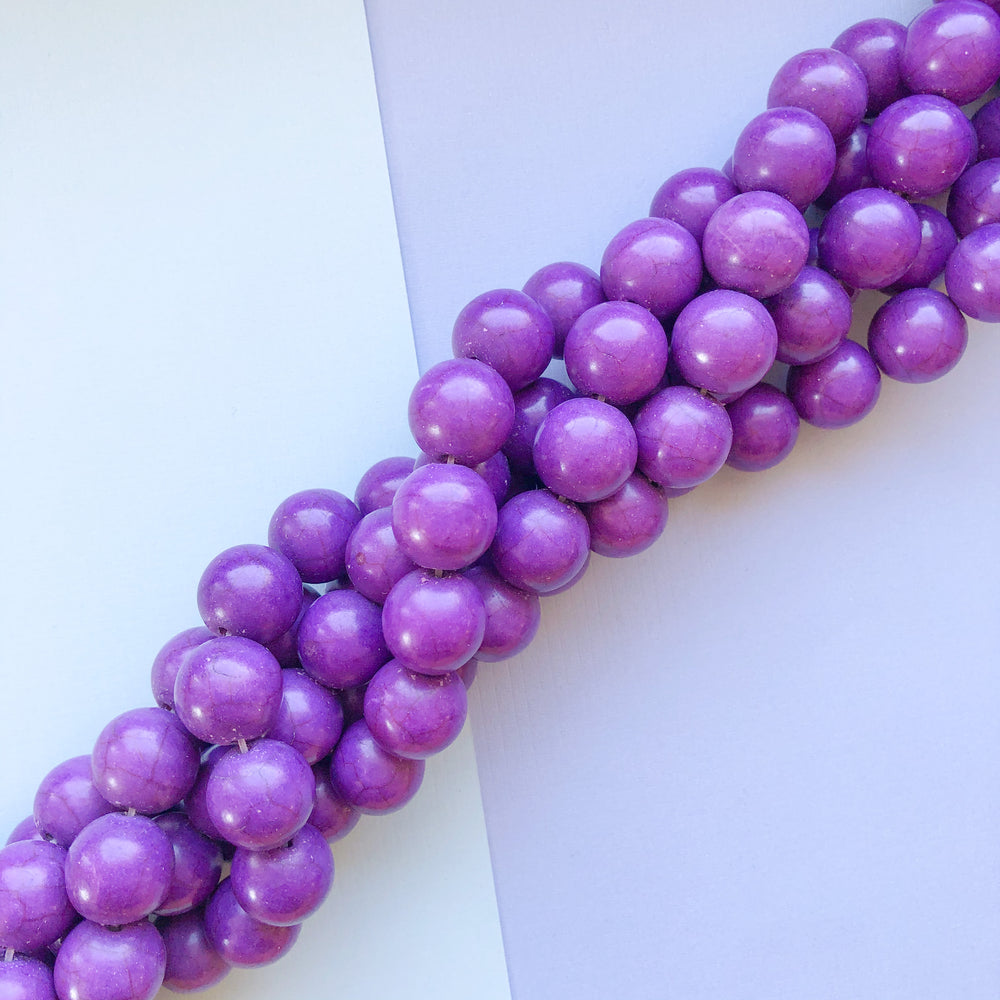 14mm Purple Veined Magnesite Rounds Strand