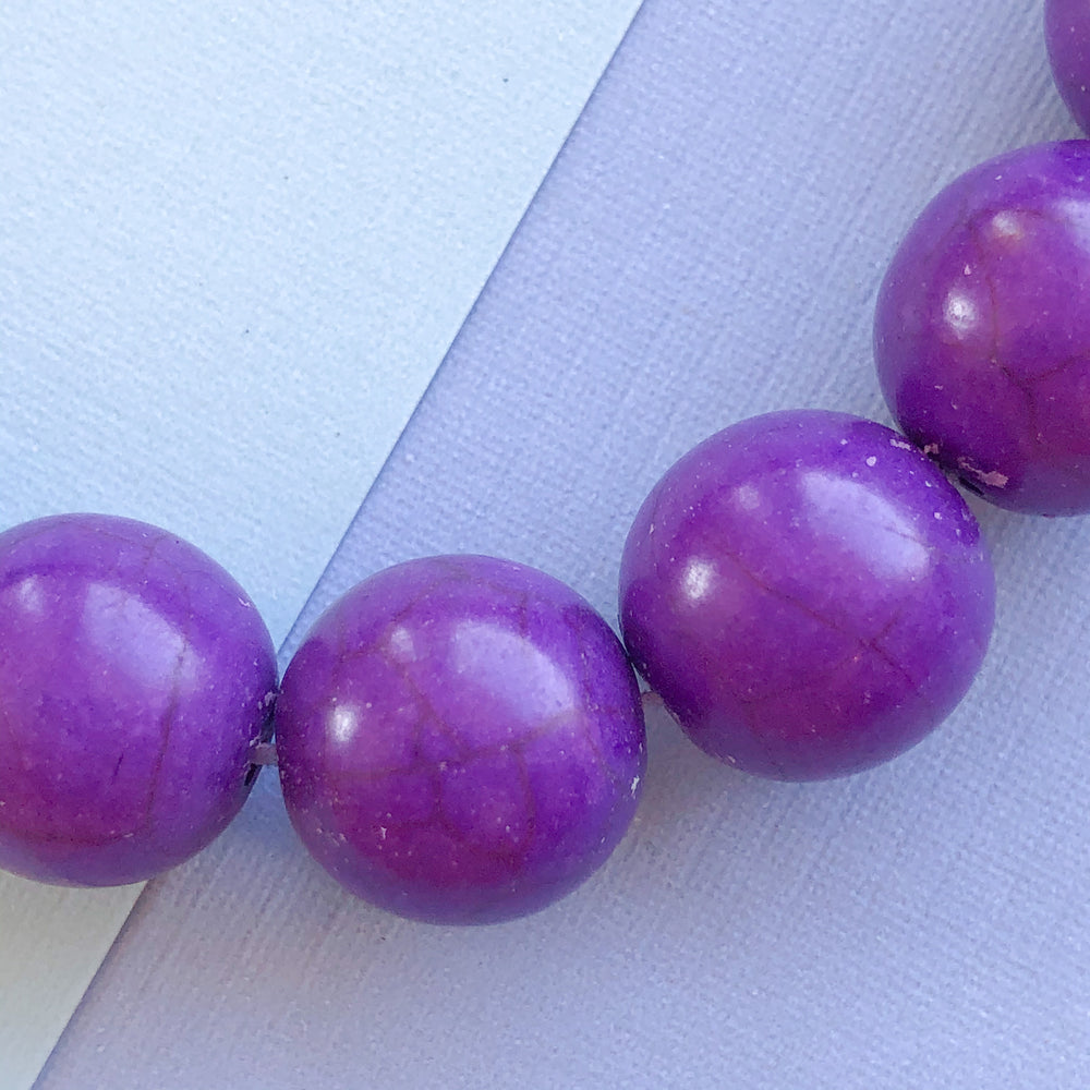 14mm Purple Veined Magnesite Rounds Strand