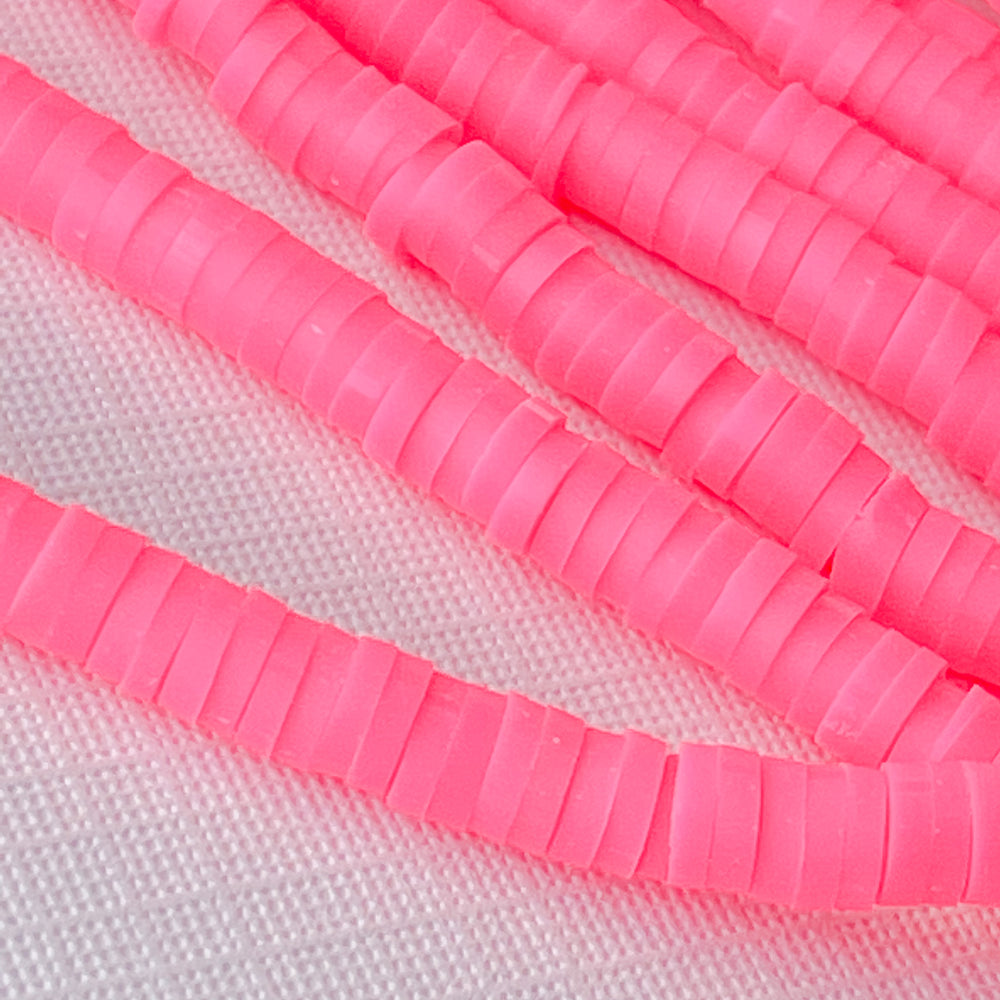 4mm Electric Pink Polymer Clay Heishi Strand