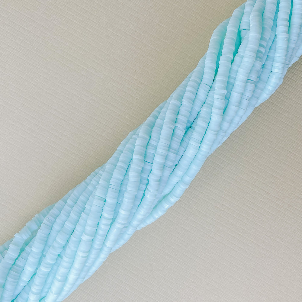 4mm Half Moon Blue Polymer Clay Heishi Strand