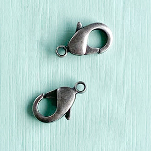 19mm Distressed Silver Lobster Claw Clasp - Pack of 2