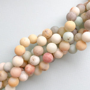 12mm Matte Amazonite Rounds Strand - Christine White Style