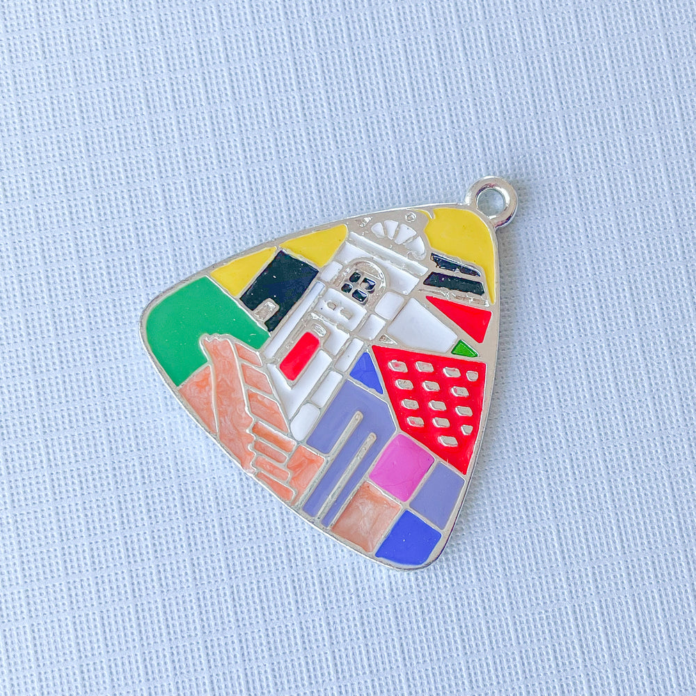 30mm Vista Enameled Pewter Triangular Pendant