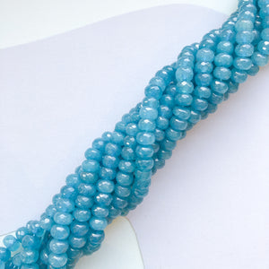 8mm Waterfall Blue Dyed Jade Rondelle Strand