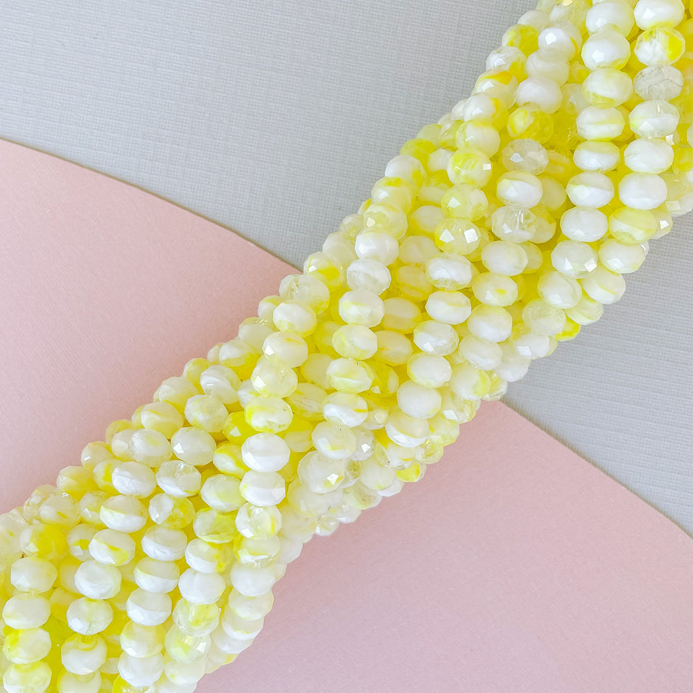 6mm Daisy Yellow Color Swirl Cut Crystal Strand