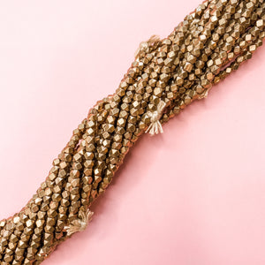 4mm Brass Square Nugget Bead Strand - Christine White Style