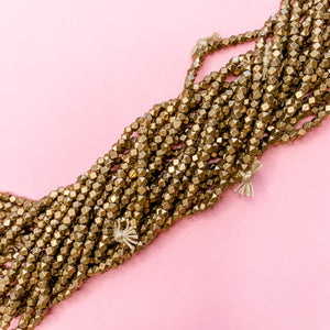 4mm Brass Square Nugget Bead Strand - Christine White Style