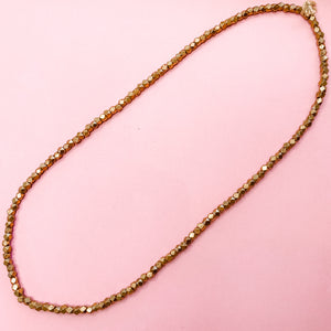 4mm Brass Square Nugget Bead Strand - Christine White Style