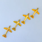 35mm Gold Pewter Airplane Charm - 4 Pack