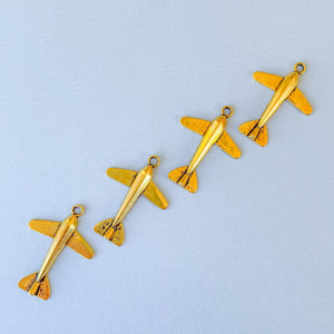 35mm Gold Pewter Airplane Charm - 4 Pack