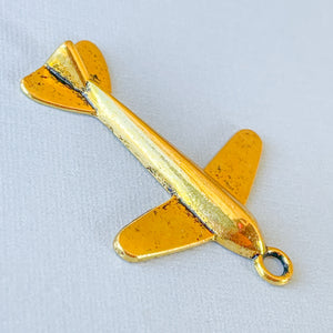 35mm Gold Pewter Airplane Charm - 4 Pack