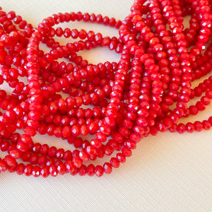 4mm Deep Red Faceted Chinese Crystal Rondelle Strand