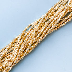 3.5mm Gold Faceted Copper Nugget Strand