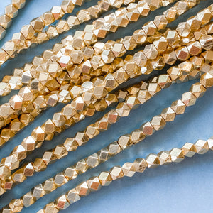 3.5mm Gold Faceted Copper Nugget Strand