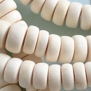 8mm White Wood Rondelles Strand - Beads, Inc.