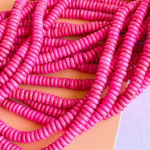 6mm Hot Pink Magnesite Rondelle Strand