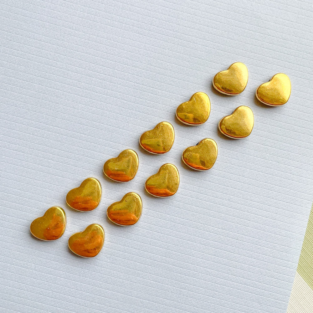 13mm Gold Pewter Heart Bead - 12 Pack