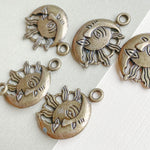 21mm Antique Brass Sun + Moon Face Charm - 6 Pack