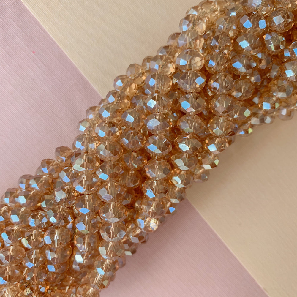 8mm Diamond Finish Honey Faceted Chinese Crystal Strand