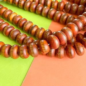 12mm Striped DZI Crackle Chestnut Smooth Agate Rondelle Strand