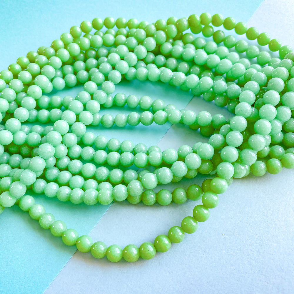 6mm Jungle Green Smooth Dyed Jade Round Strand