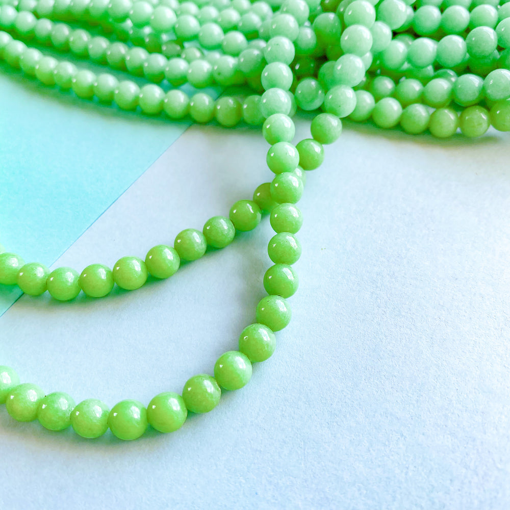 6mm Jungle Green Smooth Dyed Jade Round Strand