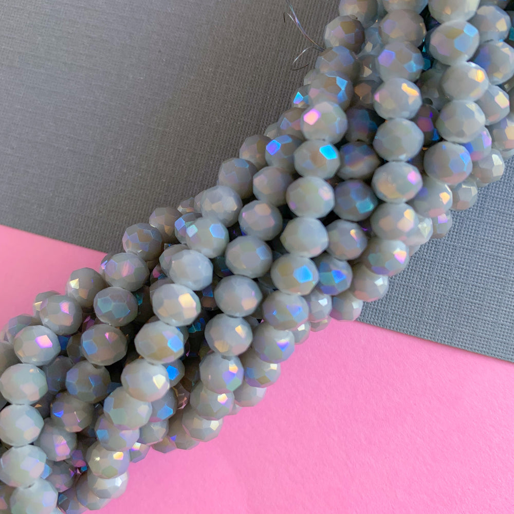 6mm Iridescent Gray Faceted Chinese Crystal Strand