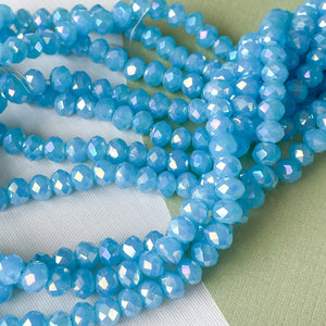 6mm Butterfly Blue Faceted Chinese Crystal Rondelle Strand